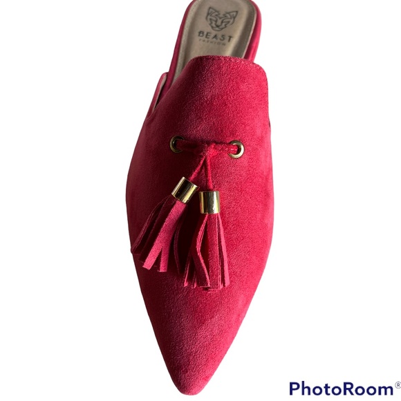 Beast Fashion Gem-01 Suede Pointed Toe Slip On Tassels Flat Loafer Mules - Picture 6 of 8